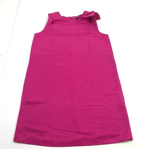 Size 8 - Ann Taylor Womens Sheath Dress Pink Back Zip Bow Sleeveless Above Knee - Picture 1 of 12